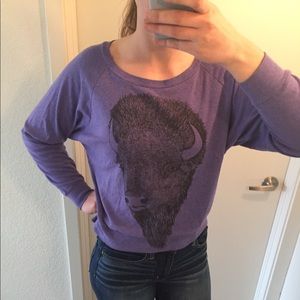 Purple light sweater with buffalo print